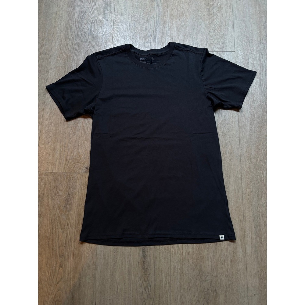 Pact Mens Organic Cotton Essential Short Sleeve Crewneck Tee Shirt Black Small